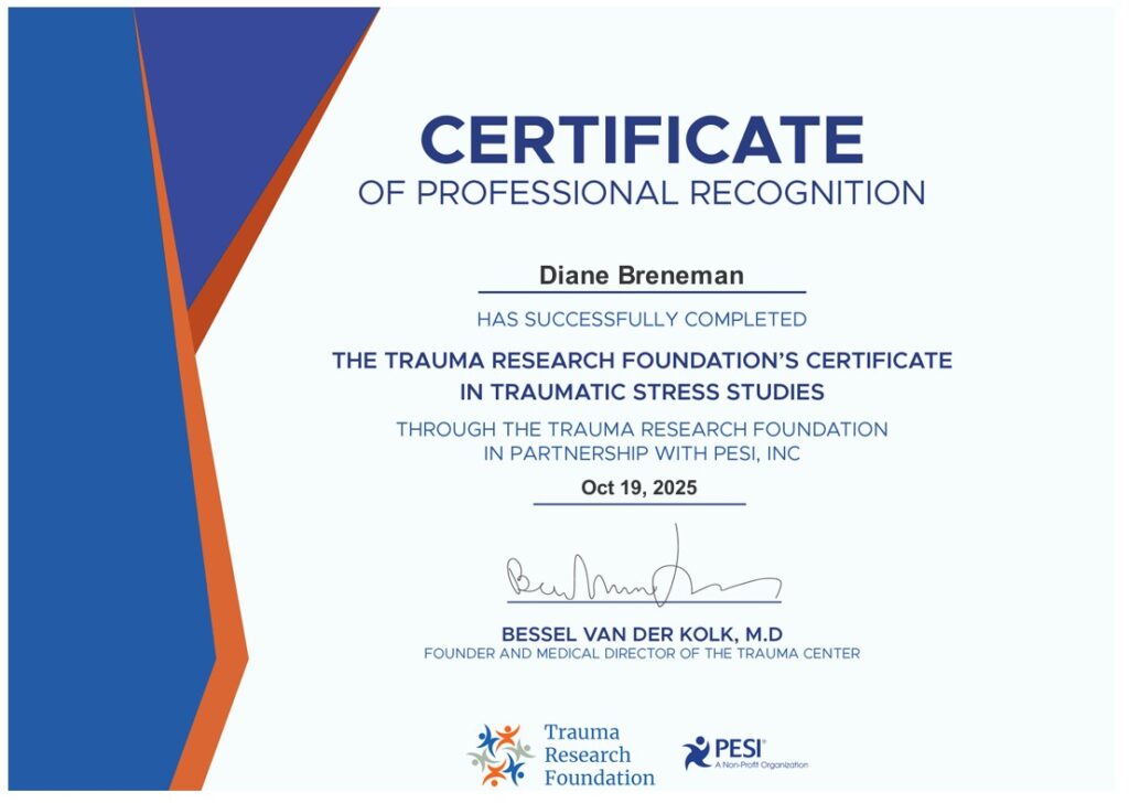 Certificate of Professional Recognition - Diane Breneman